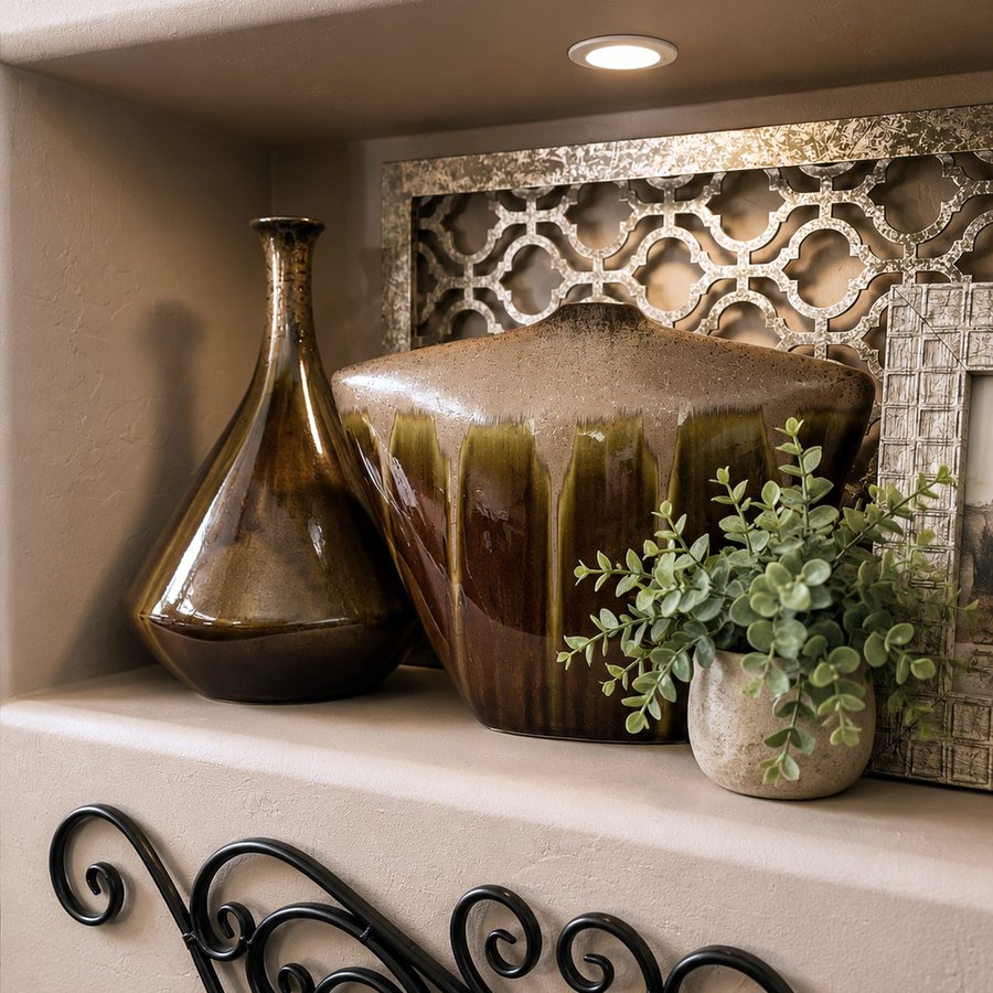 Ceramic vases styled in a niche